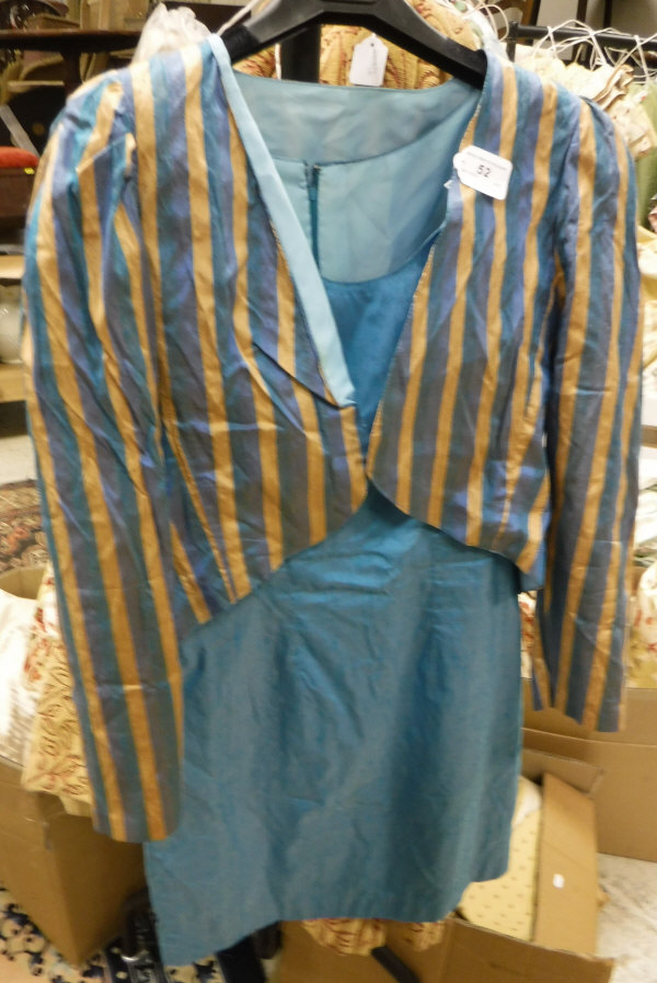 A collection of clothing to comprise shot silk blue and gold striped jacket and associated blue - Image 2 of 2