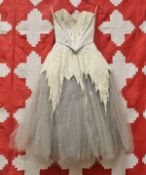 A ballet costume for The Ice Maiden with mohair style panels decorated with sequins and crystal