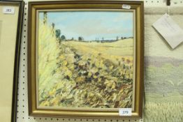 IAN BOYTER "Stubble fields Fife", oil on board, signed and dated '86 lower left,