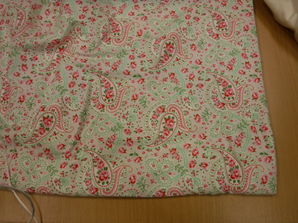 A pair of cotton paisley Cath Kidson design interlined curtains with tape pencil pleat heading,