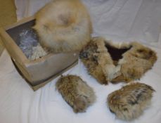 A Canadian Fox fur hat with matching collar and cuffs