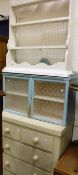 A painted pine chest of drawers, two short over three long drawers,