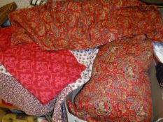 An Early 20th Century Rossendale red Durham style quilt and matching sheet and a further bed throw