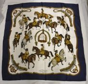 A Hermes silk scarf entitled "Reprise" and signed Ledoux