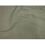 Three pairs of green corded cotton interlined curtains with taped pencil pleats,