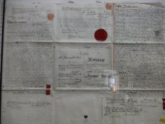 A 19th Century framed velum deed and mortgage documents for a property in Bristol,