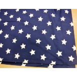 One pair of cotton John Lewis dark blue and white star pattern lined curtains with taped pencil