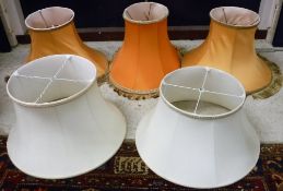 A large collection of various lampshades