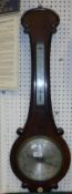 A Victorian rosewood cased barometer thermometer together with two plates,