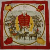 A Hermes silk scarf entitled "Societe d'Encouragement 1833-1983" signed Ledoux