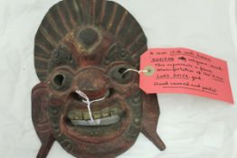 A 19th Century Indian Bhairab religious mask of Shiva