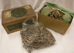 A box containing a vintage Dominion Dairy Company Limited cardboard box containing a lace bolster