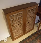 Four modern cherrywood cupboards, one double cupboard and three singles,