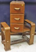 A pair of rosewood early 20th Century Art Deco style three drawer cabinets together with an early