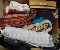 Two boxes of assorted textiles to include various offcuts and remnants
