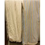 Two pairs of linen type beige interlined curtains with beige,
