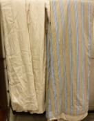 Two pairs of linen type beige interlined curtains with beige,