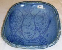 A collection of various pottery and porcelain to include Porthleven pottery fish dish,