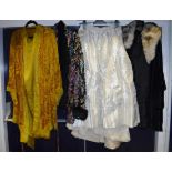 Three boxes of vintage clothing and undergarments to include a Victorian wedding dress foundation