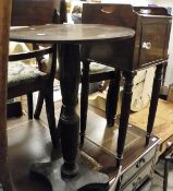 A mahogany pedestal occasional table, a Georgian oak square washstand,