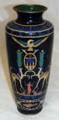 A Meiji period Japanese cloisonné ware vase decorated in the Egypto Classical style with exotic