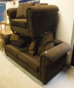 A modern G Plan brown upholstered three piece suite