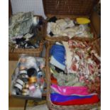 Three baskets of assorted upholstery trim,