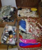 Three baskets of assorted upholstery trim,