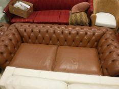 A pair of brown leather two seater chesterfield sofas CONDITION REPORTS Overall