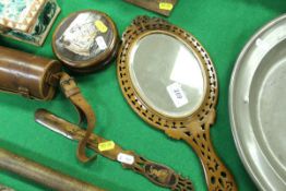 Three items of 19th Century Sorrento ware including mirror,