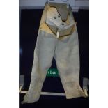 A pair of 19th Century leather breeches with brass buttons