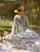 ROY PETLEY "The picnic", chalk, pastel on paper,