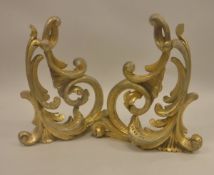 A pair of 19th Century carved giltwood and gesso acanthus scrollwork wall brackets 33 x 29 cm