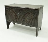 A 17th Century oak cofferbach or child's coffer (circa 1660-1680),