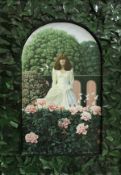 STEVE EASBY "Virgo in her rose garden", oil on panel, signed lower right and dated 1989,