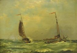 HENDRICK WILLEM MESDAG (1831-1915) "Sailing vessels in a squall", oil on canvas, signed lower left,