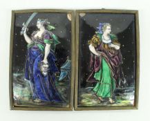 A pair of 19th Century limoge style enamelled plaques,