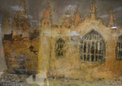 RICHARD CARTWRIGHT "Oxford", study of a church, pastel, signed lower left, inscribed on label verso,