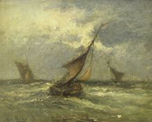 HENDRICK WILLEM MESDAG (1831-1915) "Fishing boats in choppy seas", oil on canvas, signed lower left,