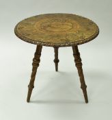 A 19th Century Austrian walnut and marquetry inlaid gypsy style table,