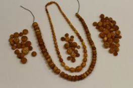 A collection of amber beads,