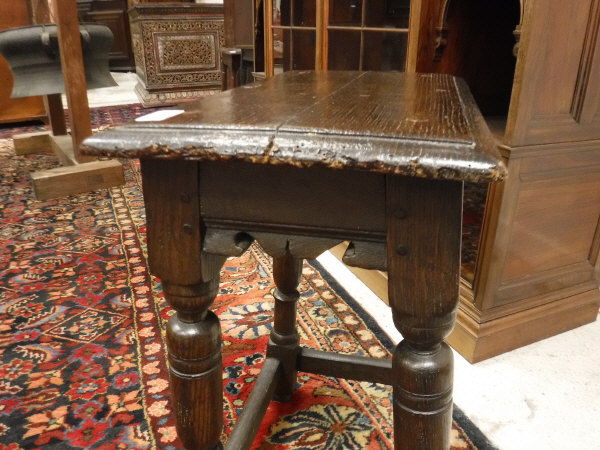 A 17th Century and later joined oak stool, - Image 6 of 13