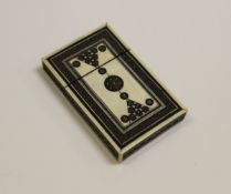 An early 20th Century Indian ivory and inlaid card case with geometric pattern to front and back,