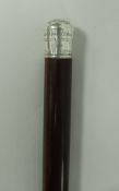 A Victorian rosewood and white metal mounted cane bearing the motto "for the Lothians &