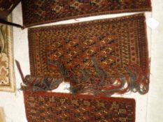 A Tekke Turkoman Mafrash, with braid, the central panel set with tile decoration,