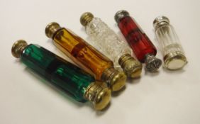 A collection of five Victorian double ended scent vials CONDITION REPORTS Several