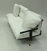 A Poltrona 'Frau' metal framed white leather sofas with arm rests