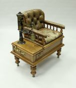 A set of Victorian walnut and buttoned leather upholstered jockey scales with black painted and