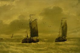 IN THE MANNER OF HENDRICK WILLEM MESDAG (1831-1915) "Two fishing vessels by bouy", oil on canvas,
