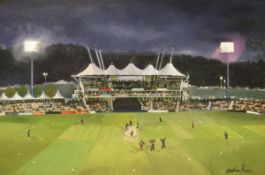 CHRISTINE PEARCE "The floodlit Rose Bowl in full flow depicting the Hampshire game versus the